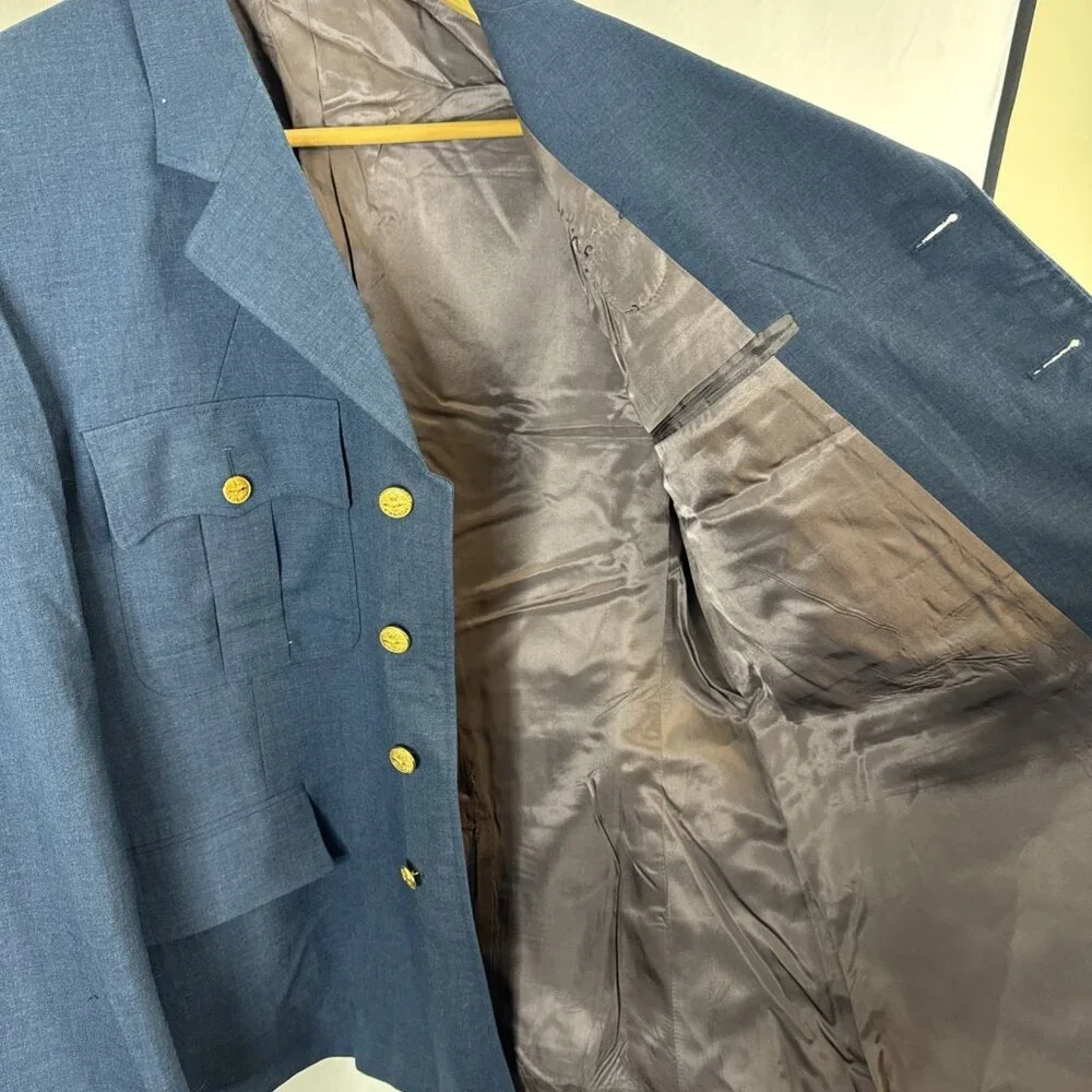 1986 RCAF Blue Dress Uniform Jacket Canada Gold Buttons 65% Wool Airforce Men 44